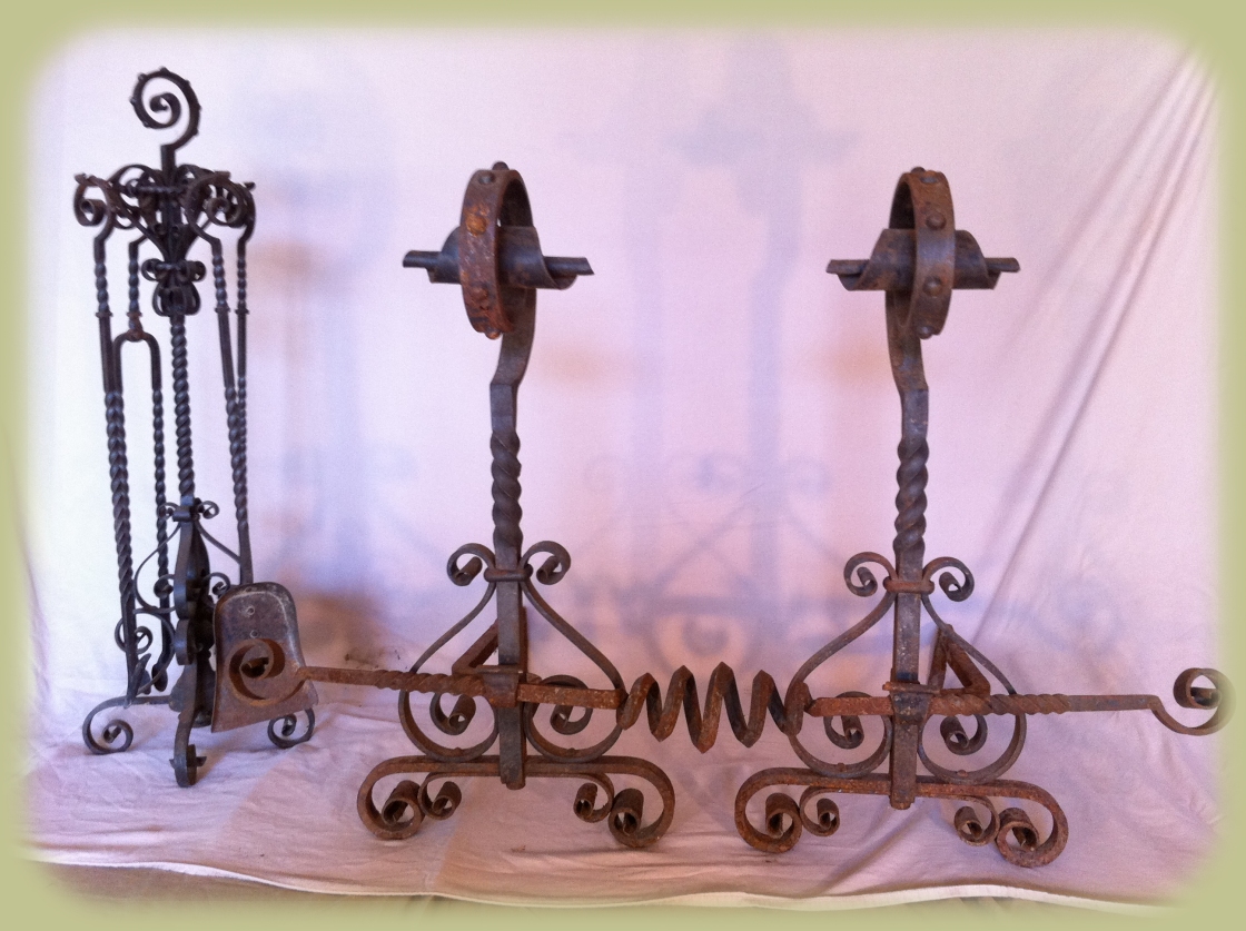 Andirons and Fireplace Tools Before Restoration by Georgeforge